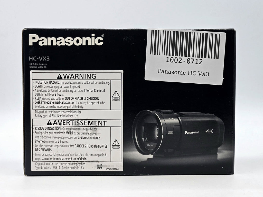 Panasonic HC-VX3 4K Camcorder - front view