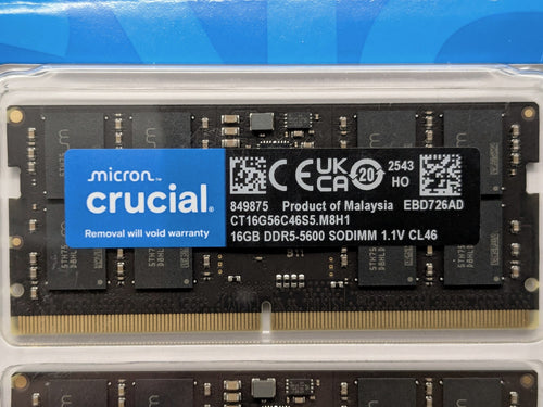 Crucial 32GB DDR5-5600 SODIMM kit - modules