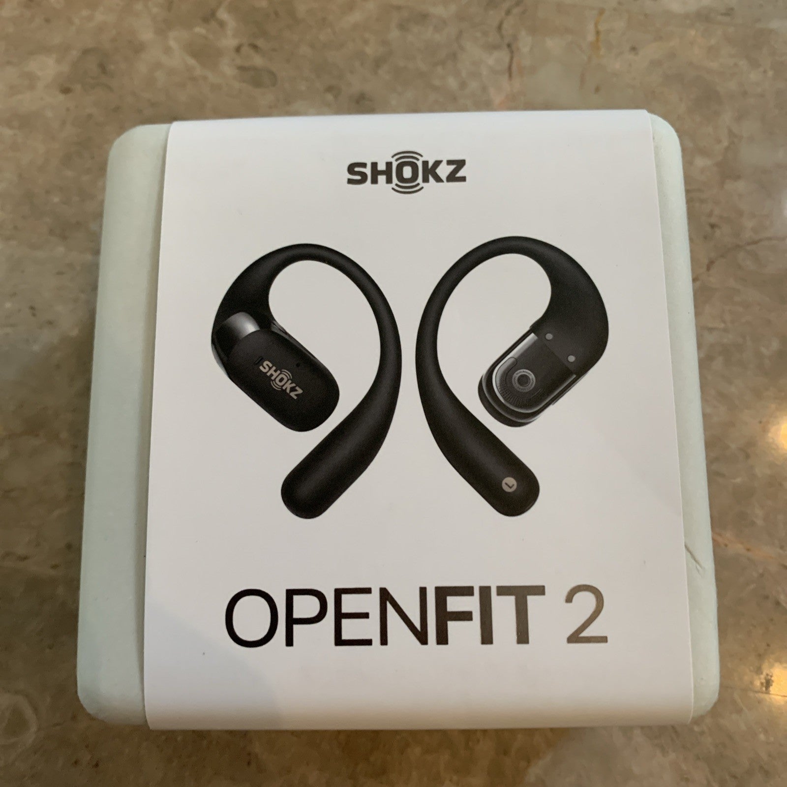 Shokz OpenFit 2 open-ear wireless earbuds in Black - retail packaging